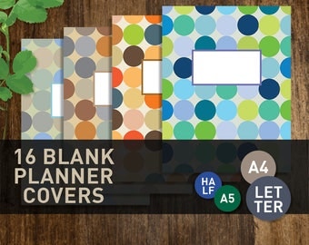 Planner Covers, PRINTABLE Planner Cover Inserts, Letter Half A4 A5 Calendar Template (#053)
