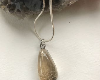 Teardrop Pheasant Feather Resin Necklace 1