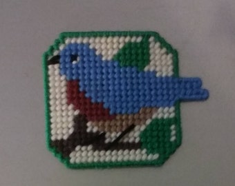 Plastic Canvas Blue Bird Magnet