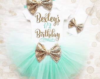 1/2 Birthday Tutu Set Baby Girl | Half Birthday Outfit | Baby Girl Half Birthday Tutu Set | Baby Girl Birthday Shirt | Girl 1/2 Birthday
