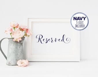 Printable Wedding Reserved Signs Navy, Navy DIY Reserved Wedding Sign, Navy Printable Reserved sign, Wedding signs, Large Wedding Signs