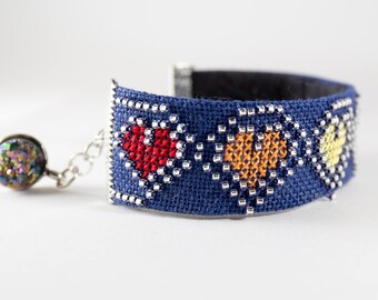 Hand Embroidered Cuff Bracelet - Pride