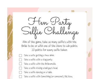 Hen Party games. Hen Party Selfie/Photo challenge. Hen Party Game. Printable Hen party game