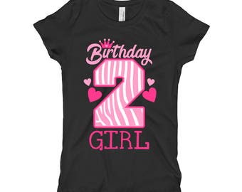 2nd Birthday Shirt- Girls Zebra Birthday Shirt - Second Birthday Shirt 2 - Pink and Black Zebra Birthday Girl SD