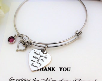 Mother of The GROOM Gift Mother In Law Gift from Bride Thank you for Raising the Man of my Dreams Bracelet Mother of Groom Gift from Bride