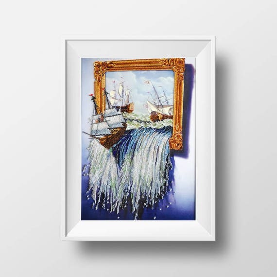 sea needlework kit DIY gift seascape embroidery needlepoint