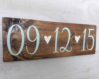 Wood Date Sign | Wooden Date Sign | Wedding Date Sign | Anniversary Date Sign | Wedding Decor | Save The Date Sign | Engagement Photo Prop