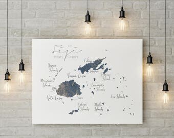 Fiji Map Print | Fiji Wall Art | Fiji Islands | South Pacific | Digital Download | Labeled Map