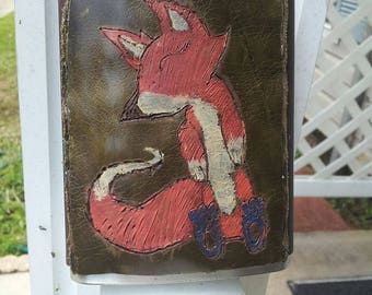 Hand crafted leather wrapped fox flask