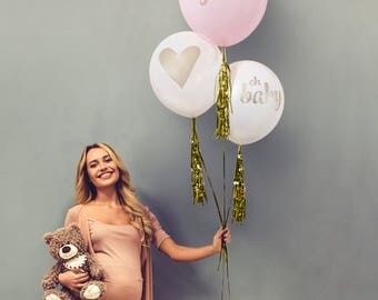 Gold Baby Shower Balloons Set of 3 - IT’S A GIRL. Tassels And Strings Are included