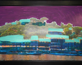 Contemporary Art / Large Painting / Acrylic on Canvas / Home Decor - Beach House 26 x 39 inch