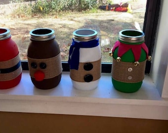 Christmas mason jar | Etsy