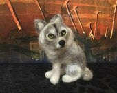 Needle Felted Wolf Ornament - Custom Felt Grey Wolf - Wolf Figurine - Felt Animal - Wolf Plush - Grey Wolf Art - Felt Dog