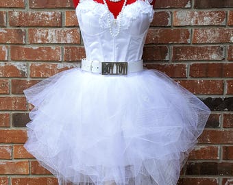 80's Prom Dress~Includes Accessories~ 80s Style Clothing~ Madonna Like a Virgin Costume Outfit~ Size 00 2 4 6 8 10 12 14 16 18 20 22 Plus