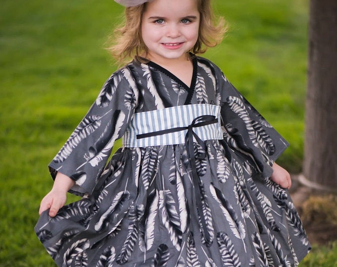 Little Girls Boutique Dresses - Toddler Tea Party Dress - Kimono - Teen Clothes - Preteen - Handmade - Birthday Dress - 2T to 14 years