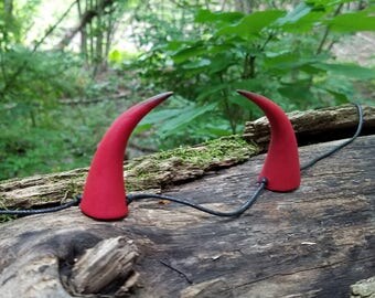 Red Shimmer with Black Tips Devil Horns Costume Accessory