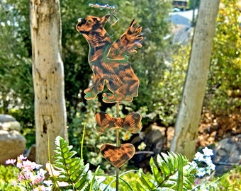 Boston Terrier Memorial Metal Garden Art Stake, Pet Grave Marker, Copper Garden Art, Metal Yard Art, Garden Sculpture, Outdoor Metal Art