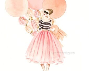 Custom Fashion Illustration -Watercolor Portrait, Fashion Sketch Lifestyle Interior Design Painting Artwork Watercolour Portrait by Reani