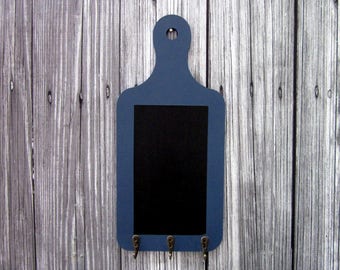 Chalkboard with Hooks, Blue, Hanging Chalkboard, Blackboard, Office, Grocery List, Kitchen, Key Hooks, Entryway, Mudroom, Painted Wood