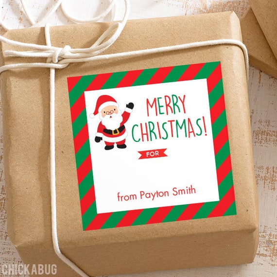 Personalized Christmas Gift Stickers Merry Christmas Santa