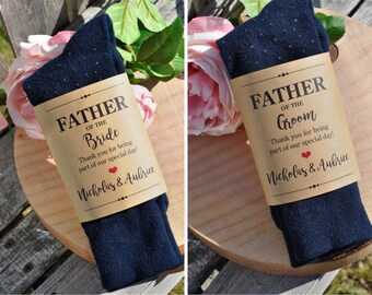 Wedding Sock Label for Father of the Bride and Groom, Wedding Gift for Dad, Wedding Sock Wrapper, **PRINTED & SHIPPED** - Set of 2 Wraps