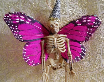 Fairy Skeleton Butterfly Wings, Halloween Ornament, Halloween Party Decor, Party Favor, Skeleton Fairy, Dia de los Muertos, Fairy Ornament