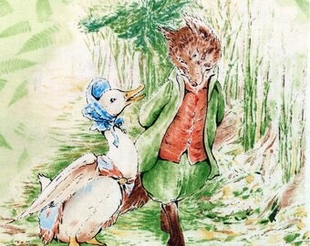 Beatrix Potter fabric frederick warne 2007 Jemima Puddle Duck Dapper Fox Pigling Bland Jeremy Fisher Peter rabbit, Quilting Treasures