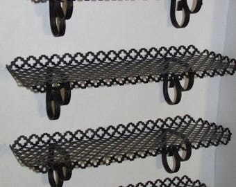 4 Vintage 50s Black Metal Mesh Wall Shelves 1950s Mid Century Small Shelf 4 Vintage 50s Black Metal Mesh Wall Shelves 1950s Mid Century Small Shelf