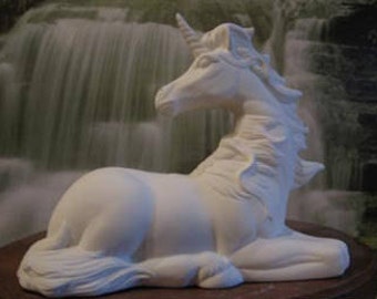 Beautiful, Lying Unicorn, 10", Mystical unicorn, Fantasy Unicorn, Renaissance, Vintage Unicorn, Ready to paint,Ceramic bisque,u-paint