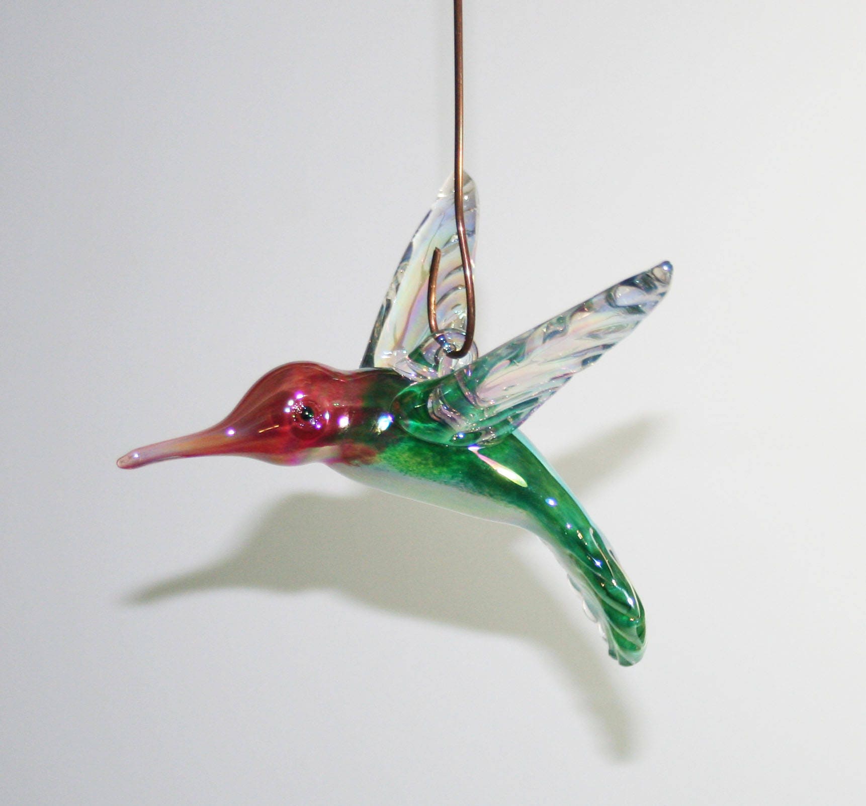 Hand Blown Glass Hummingbird Ornament/Suncatcher Forest