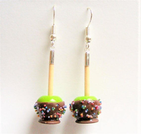 Food Jewelry Candy Apple Earrings Miniature Food Jewelry