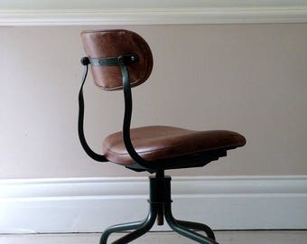 Vintage Industrial Machinists Leather Chair
