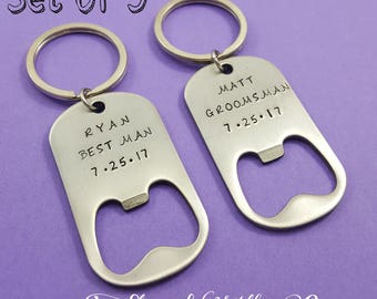SALE 10% OFF - Set of 9 Groomsmen Bottle Openers - Groomsman Gift, Groomsmen Keychain, Best Man Gift, Father of the Bride, Wedding Gifts