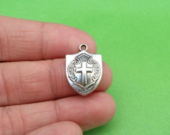 5 Medieval Shield Silver Knight Armor Charms