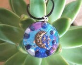 Orgone Pendant - Lapis Lazuli - Moon - Third Eye Throat Chakra Healing Lightworker Jewellery - Positive Energy - Medium