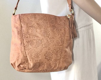 Tooled Leather Purse, Bag, Shoulder Bag w Tassel
