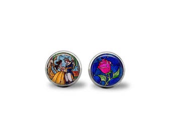 Beauty & The Beast with Rose Earrings