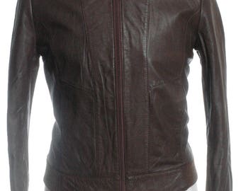Vintage Brown Leather Bomber Jacket S- www.brickvintage.com