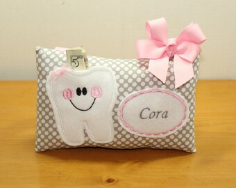 Girls Tooth Fairy Pillow - Personalized Tooth Fairy Pillow - Personalized Tooth Pillow - Gifts under 20 - Embroidered Pillow - Tooth Pillow