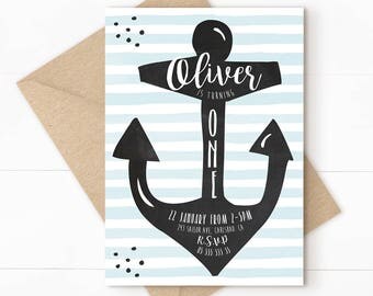 Nautical invitation, nautical birthday, first birthday invitation boy, anchor invitation, nautical birthday invitation, boy invitation
