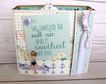 Beach Theme Scrapbook Album Nautical Mini Album Premade Scrapbook Photo Play Nautical Bliss Scrapbook 5 x 5 Scrapbook