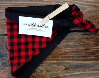 The Hunter bandana - black, red, plaid, dog bandana