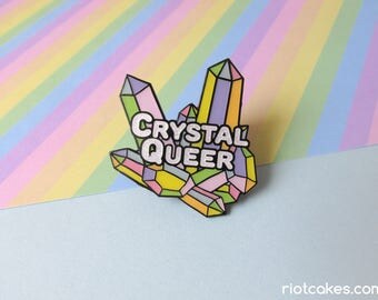Crystal Queer Enamel Pin • LGBTQ* Glitter Pastel Rainbow Pin