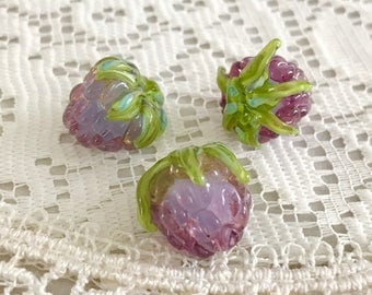 Blackberry bead 1 glass purple raspberry bead Realistic glass lampwork bead Murano glass Fruit berry Glass lampwork berries beads Raspberry