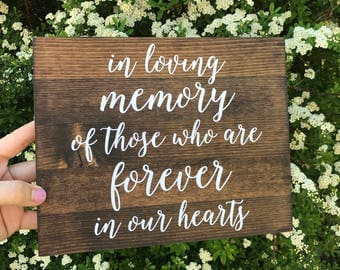 In Loving Memory Sign, In loving memory wedding sign, in loving memory, wood signs, wood in loving memory sign - Elizabeth Collection