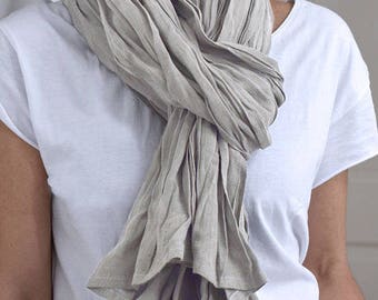Cheich ou écharpe en voile de coton, foulard homme ou femme, écharpe mixte en couleur naturelle, teinture artisanale du Senegal, ton argile