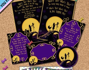 Nightmare before Christmas BABY SHOWER INVITATION Package Invites Halloween Horror Movies Other Party Supplies Sold Seperately