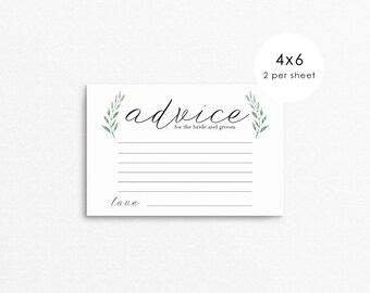 Wedding Advice Card for Bride and Groom / wedding advice cards / advice for the bride / simple advice cards / watercolor wedding advice
