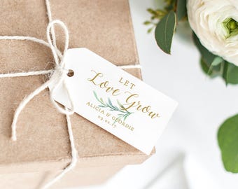 Let Love Grow Tag, Wedding Favor Tag, Wedding Love Gift Tags, Thank You Printable, Wedding Printable, Greenery. Edit in WORD or PAGES