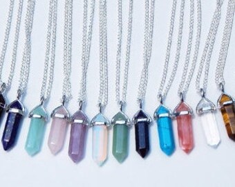 Crystal Necklace, Crystal Pendant, Crystal Point Necklace, Crystal Choker, Crystal Pendant Necklace, Crystal Pendulum, Opalite necklace